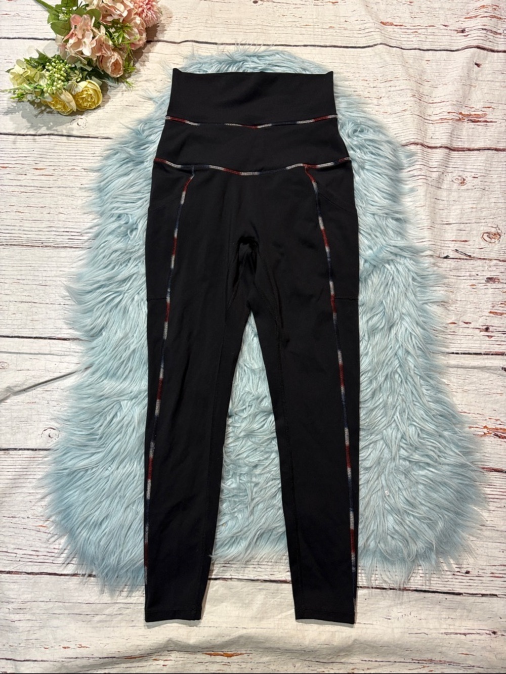 Free People Movement High Rise Pocket Stitch Detailed Leggings in Black Combo